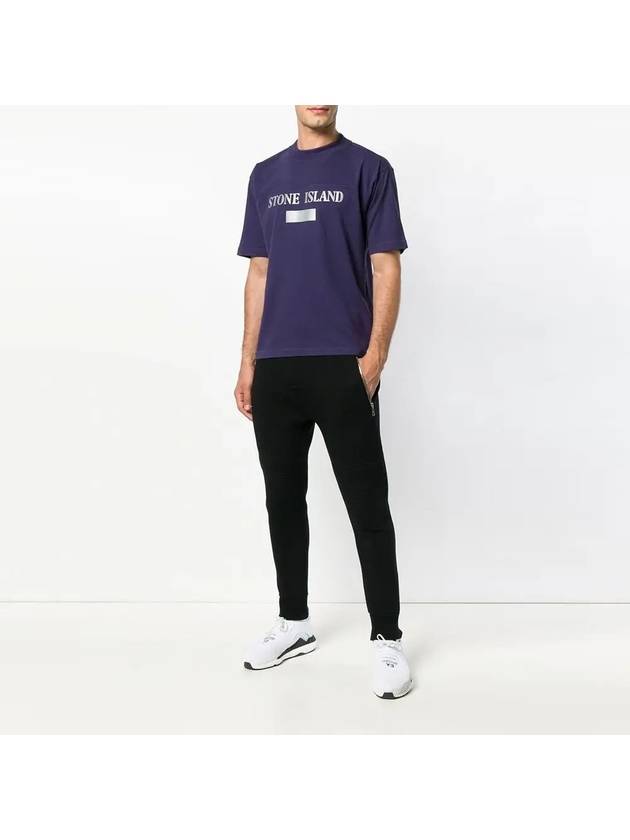 Men's 11th Anniversary Logo Print Short Sleeve T-Shirt Purple - STONE ISLAND - BALAAN 4