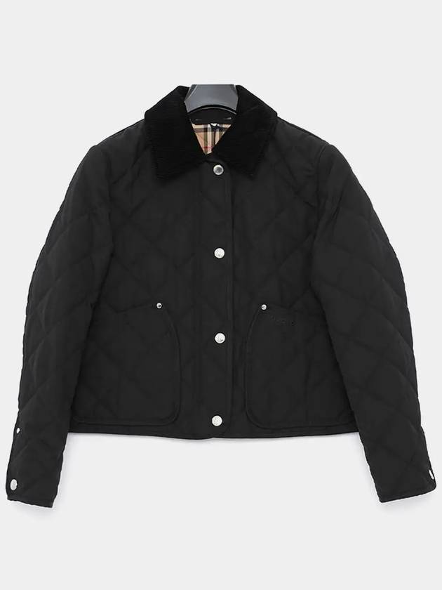 Striped point cropped quilted jacket black - BURBERRY - BALAAN 3