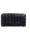 Intrecciato Zipper Around Long Wallet Black - BOTTEGA VENETA - BALAAN 3