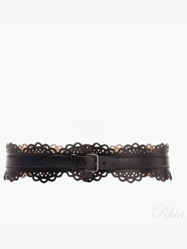 Perforated Leather Belt Black - ALAIA - BALAAN 2