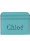 Sense Embroidered Logo Calfskin Card Wallet Light Blue - CHLOE - BALAAN 2