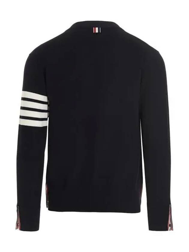 Men's Sustainable Classic Diagonal Wool Cardigan Navy - THOM BROWNE - BALAAN 3