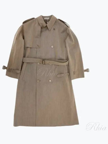 Wool CAVARLY Twill Laminate Trench Coat Olive Brown A24AC01YG Cavalry - AURALEE - BALAAN 1