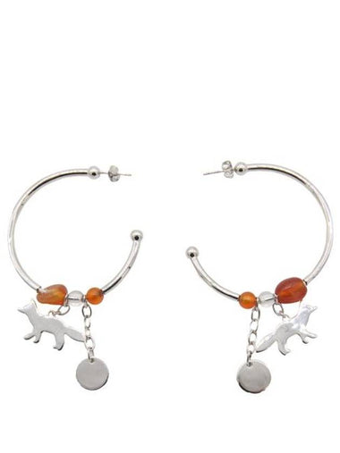 Fox Beads Hoop Earrings Silver - MAISON KITSUNE - BALAAN 1