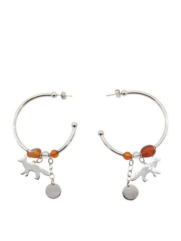 Fox Beads Hoop Earrings Silver - MAISON KITSUNE - BALAAN 1