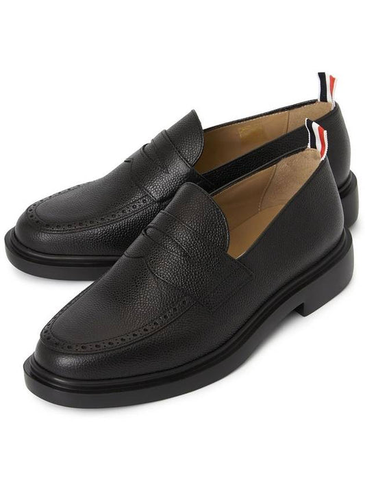 Pebble Grain Rubber Sole Penny Loafer Black - THOM BROWNE - BALAAN 2