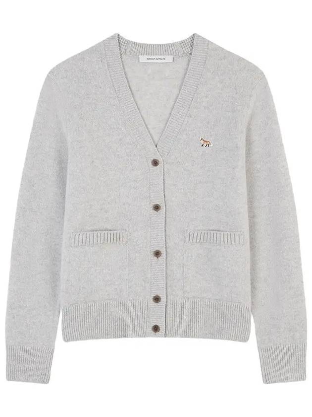 Baby Fox Patch Boxy Cardigan Light Grey Melange - MAISON KITSUNE - BALAAN 2