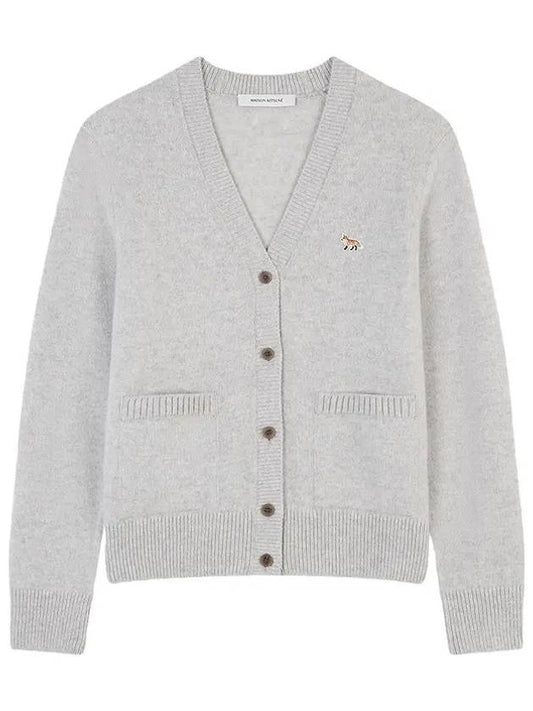 Baby Fox Patch Boxy Cardigan Light Grey Melange - MAISON KITSUNE - BALAAN 2