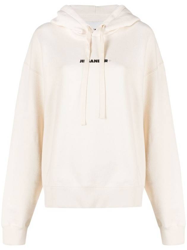 Logo Print Cotton Hoodie Cream - JIL SANDER - BALAAN 1