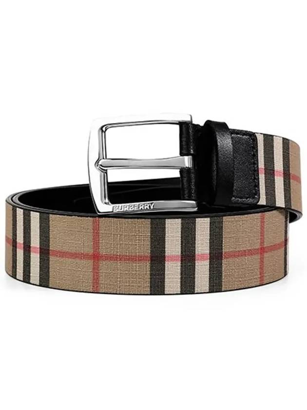 Men's Vintage Check Leather Belt Beige - BURBERRY - BALAAN 5