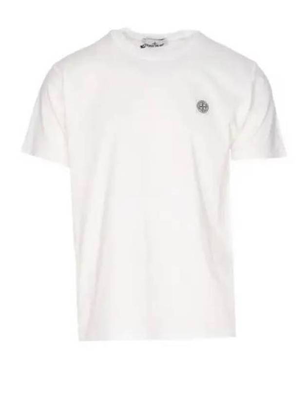 Pisato Effect Logo Patch Short Sleeve T-Shirt White - STONE ISLAND - BALAAN 2