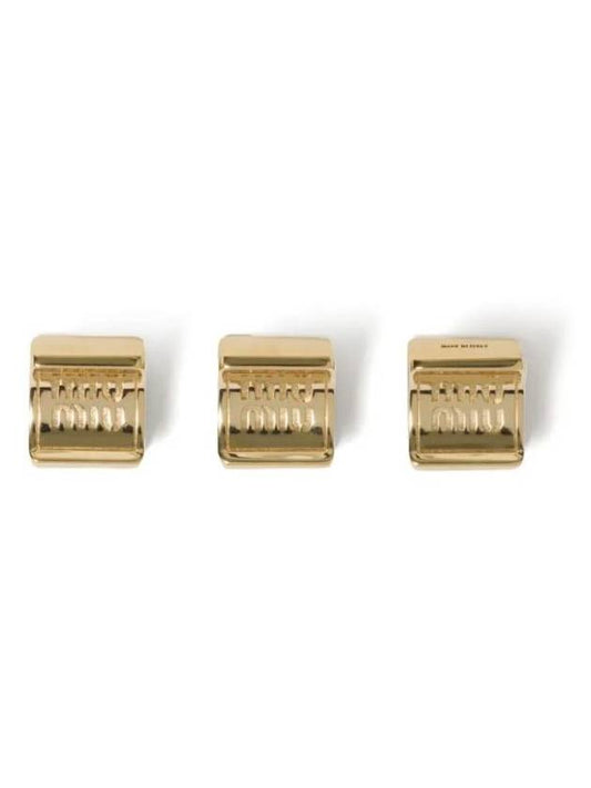 Engraved Logo Hair Pin Gold - MIU MIU - BALAAN 1