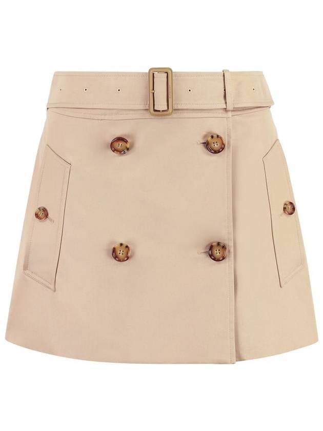 Women's Cotton Gabardine Mini Trench A-Line Skirt Beige - BURBERRY - BALAAN 2