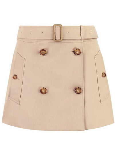 Women's Cotton Gabardine Mini Trench A-Line Skirt Beige - BURBERRY - BALAAN 2