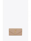 Matelasse Monogram Quilting Leather Flap Long Wallet Dark Beige - SAINT LAURENT - BALAAN 2