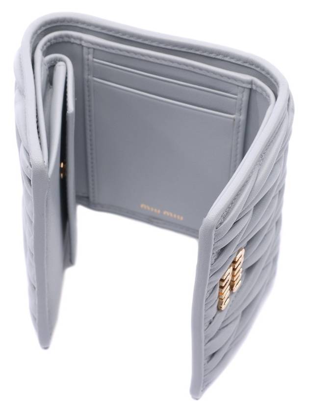 Matelasse Logo Nappa Leather Half Wallet Grey - MIU MIU - BALAAN 7