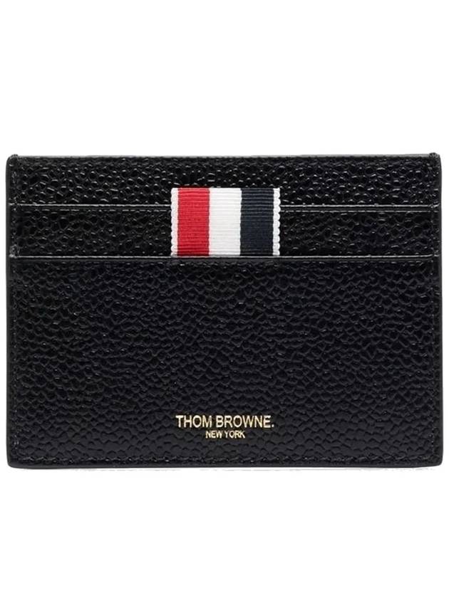 Debossed 4 Bar Pebble Grain Card Wallet Black - THOM BROWNE - BALAAN 2