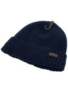 Logo Patch Carlton Cotton Beanie Navy - BARBOUR - BALAAN 4