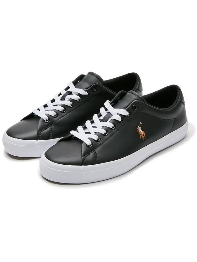 Logo Leather Low Top Sneakers Black - POLO RALPH LAUREN - BALAAN 4