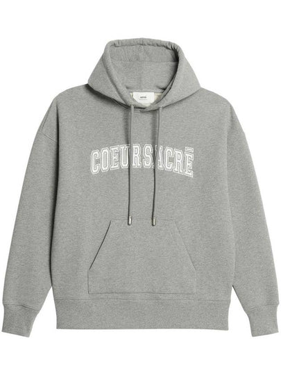 Coeur Sacre Embroidered Lettering Logo Hoodie Grey - AMI - BALAAN 2