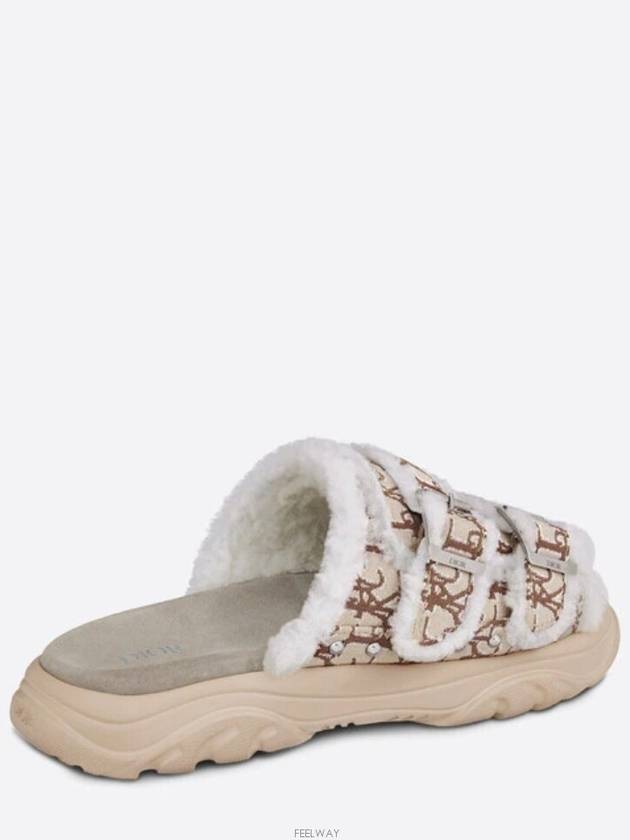 H Town Shearling Oblique Jacquard Sandals Cream - DIOR - BALAAN 6