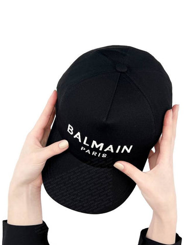 Women's Paris Logo Cotton Ball Cap Black CF1XA015 CB24EAB - BALMAIN - BALAAN 1