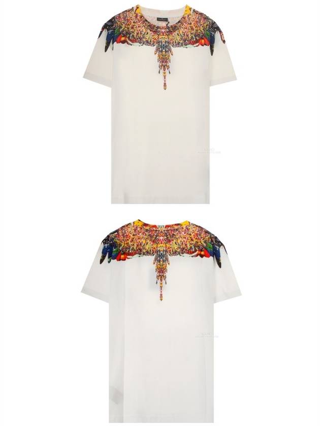 19FW CMAA018F190010220188 Multicolor Wing Round Short Sleeve T-Shirt White Multicolor Men's T-Shirt TR - MARCELO BURLON - BALAAN 5