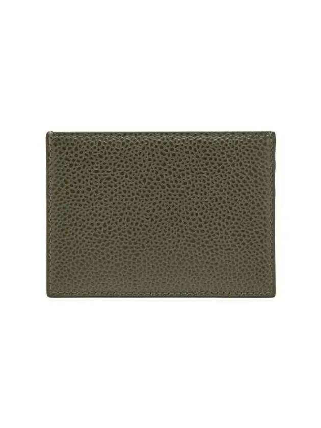 Pebble Grain Leather Stripe Single Card Wallet Green - THOM BROWNE - BALAAN 5