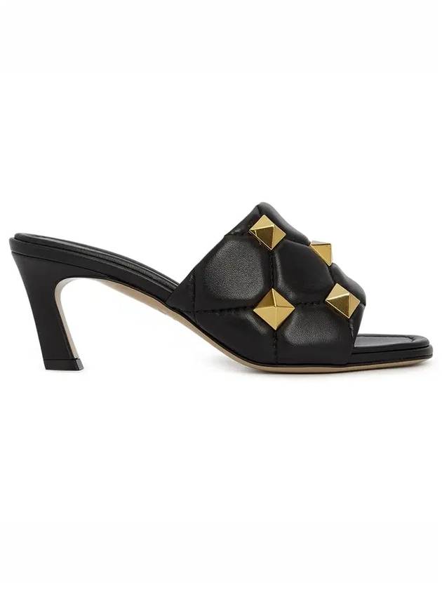 Women's Roman Studded Quilted Sandal Heels Black - VALENTINO - BALAAN 1