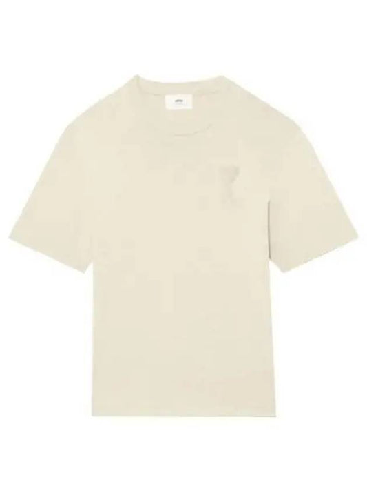 Big Heart Logo Oversized Short Sleeve T-Shirt Beige - AMI - BALAAN 2