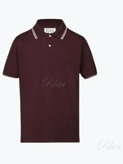 Men's Embroidered Logo Polo Shirt Bordeaux - MAISON MARGIELA - BALAAN 2