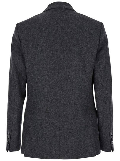 Wool Flanne Double Breasted Jacket Dark Grey - AMI - BALAAN 2