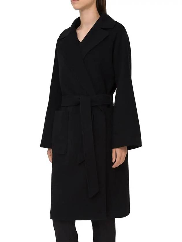 Robo Wrap Satin Wool Singe Coat Black - MAX MARA - BALAAN 5