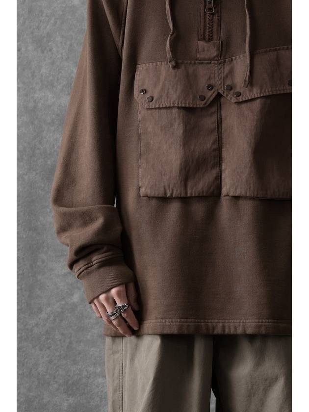 Felpa Chiusa Cappuccio Garment-Dye Hooded Anorak Brown - TEN C - BALAAN 7