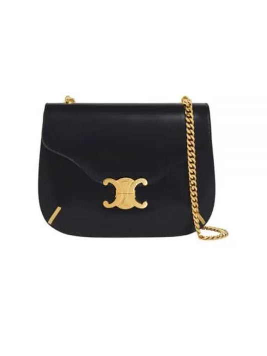 Chain Besace Triomphe Leather Shoulder Bag Black - CELINE - BALAAN 2