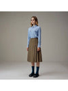 Wool Check Pleated Skirt Brown - VOYONN - BALAAN 4