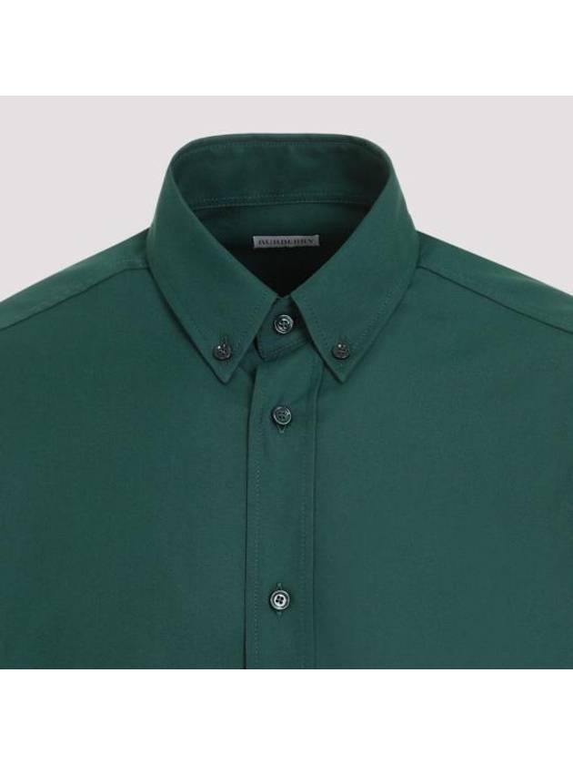 Cotton Oxford Long Sleeve Shirt Green - BURBERRY - BALAAN 4