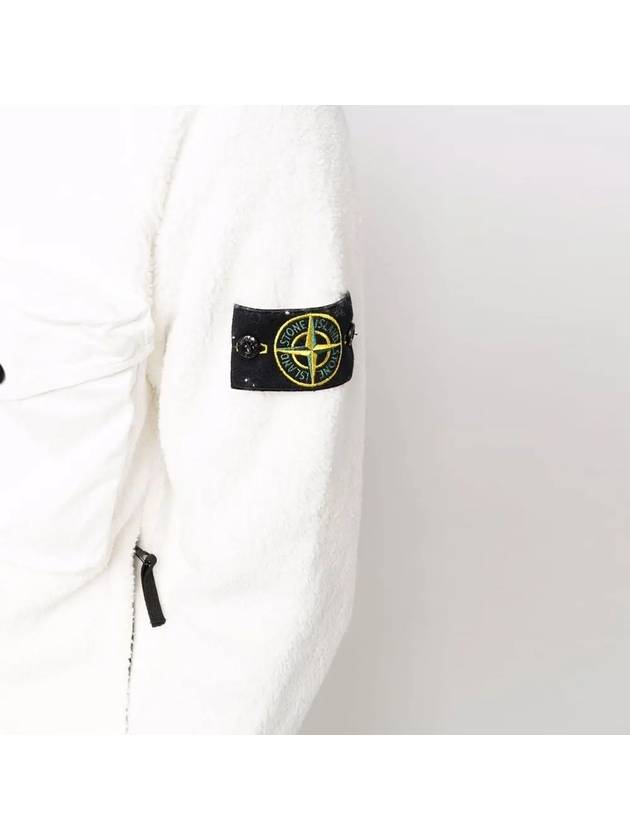 Men's Wappen Patch Shearling Hooded Jacket White - STONE ISLAND - BALAAN 5