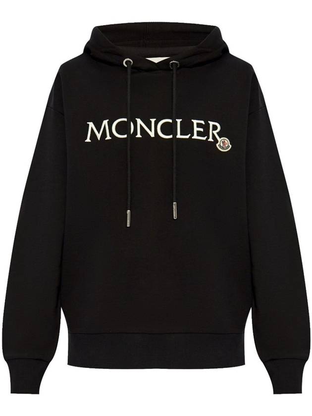 Logo Cotton Hoodie Top Black - MONCLER - BALAAN 2