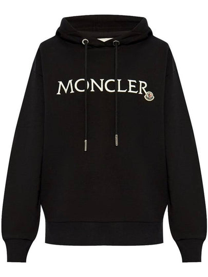 Logo Cotton Hoodie Top Black - MONCLER - BALAAN 2