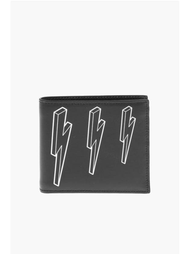 Men's Lightning Bolt Half Wallet Black - NEIL BARRETT - BALAAN 1