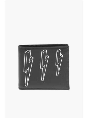 Men's Lightning Bolt Half Wallet Black - NEIL BARRETT - BALAAN 1