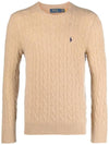 Embroid Logo Cable Knit Top Camel Melange - POLO RALPH LAUREN - BALAAN 6