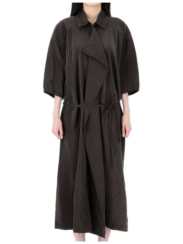 Asymmetrical Shirt Midi Dress Dark Espresso - LEMAIRE - BALAAN 3