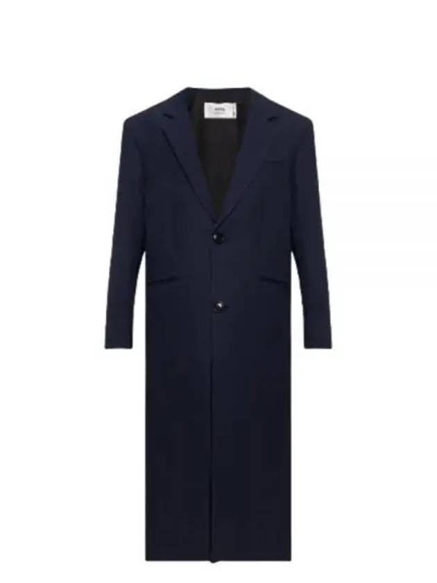 tailored wool single coat dark blue - AMI - BALAAN.