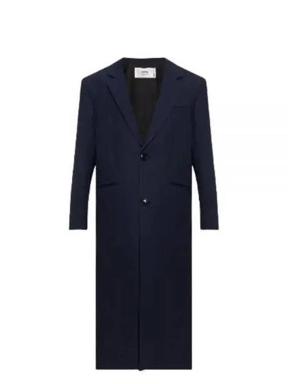 Tailored Wool Single Coat Dark Blue - AMI - BALAAN 2