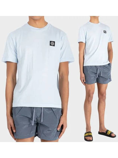 Logo Patch Short Sleeve T-Shirt Sky Blue - STONE ISLAND - BALAAN 2