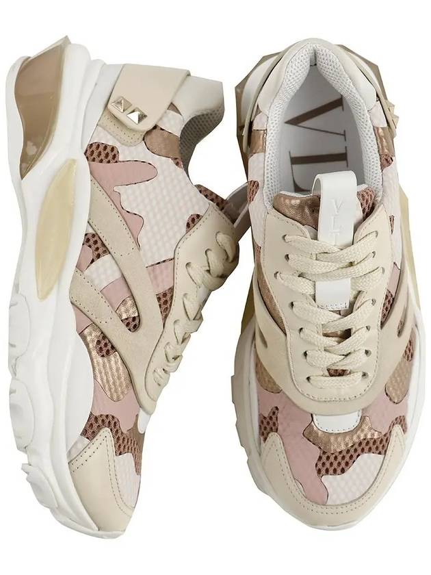 Camouflage Bounce Low-Top Sneakers White Pink - VALENTINO - BALAAN 2