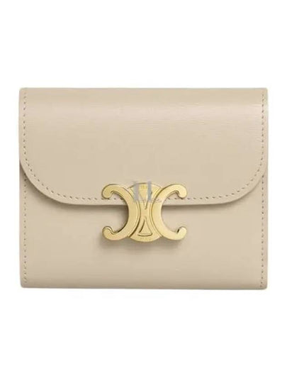 Triomphe Small Shiny Calfskin Bicycle Wallet Pale Beige - CELINE - BALAAN 2