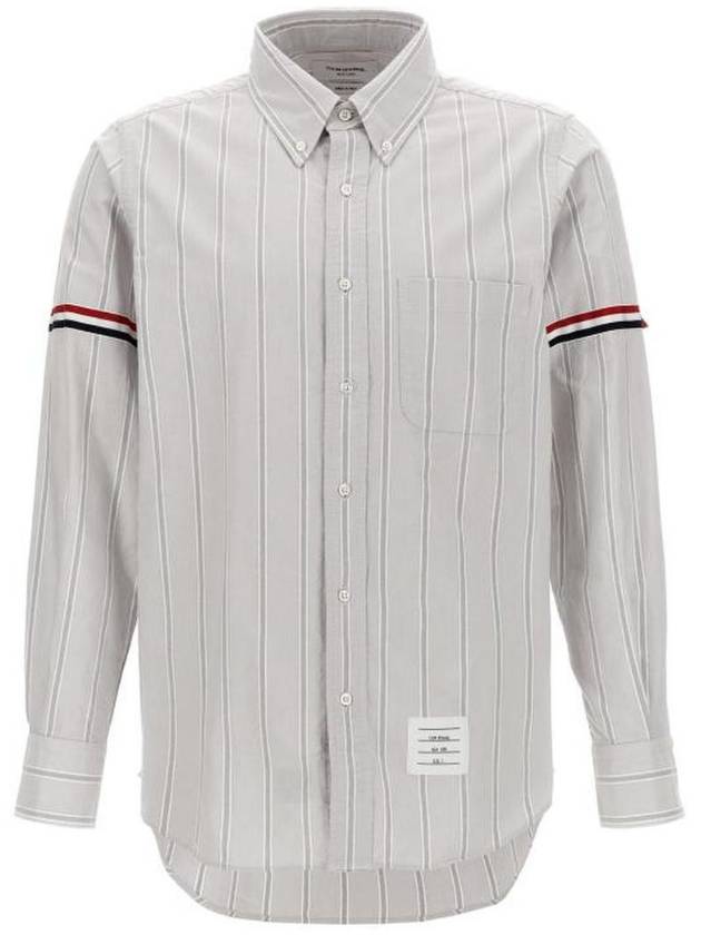 Oxford Armband Stripe Long Sleeve Shirt Grey - THOM BROWNE - BALAAN 5